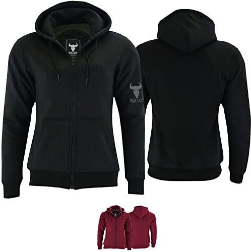BULLDT Damen Motorrad Hoodie mit Protektoren 100% Aramid Schutz Schutzjacke Hood Motorradjacke Textil Schwarz - 46