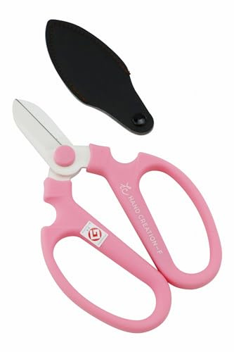 Japanese Floral Scissors - SAKAGEN Hand Creation, Professional Ultra Sharp Flower Shears for Floral Design, Ikebana & Gardening, Made in Japan, F-170 (Pink)