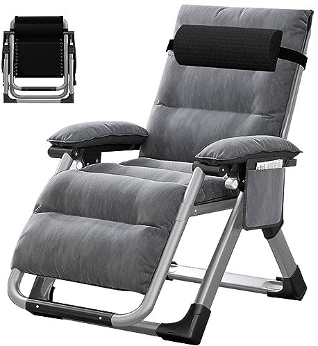 MOPHOTO Zero Gravity Liegestuhl, 200 kg Traglast, zusammenklappbare Sonnenliege mit Polster und Seitentasche, perfekt für Nickerchen, Relaxliege, Gartenliege, balkonliege, Terrassenstuhl