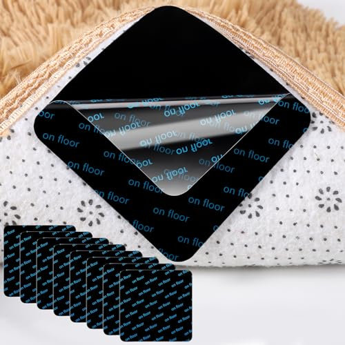 8 Pieces Rug Grippers, Square Anti Slip Rug Grips Washable Carpet Grippers Rug Grippers from Rug to Carpet Rug Grips for Laminate Floor and Wooden Floors