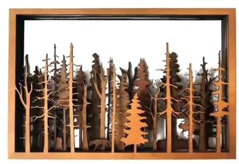Meokro Foresta Rustica Decorazione da Parete in Legno - Casale, Montagna e Ornamenti per Cabina - Per Camera da Letto e Soggiorno