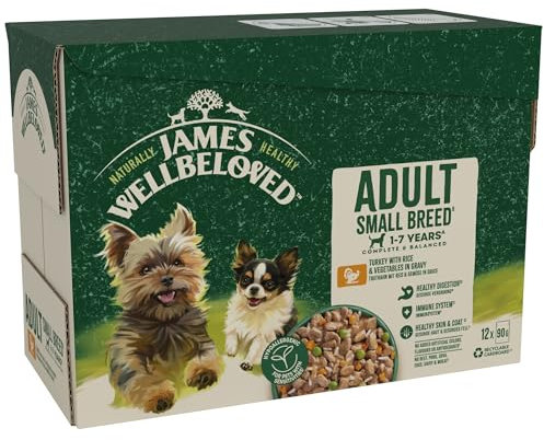 James Wellbeloved Adult Dog Food for small dogs with Turkey in Gravy Pouch 12 x 90 g