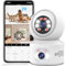 ENSTER 2K Caméra Surveillance WiFi Intérieure 360°, Double Objectif, PTZ, Vision Nocturne en Couleur, Onvif, Détection Humaine et AI Suivi Auto, Sirène, Audio Bidirectionnel pour Bébé/Animaux