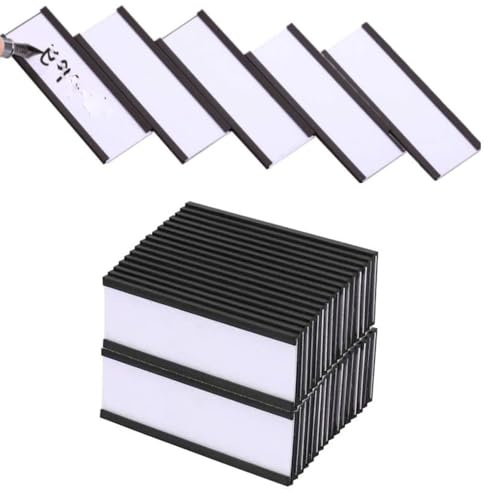 Lot de 50 supports magnétiques pour étiquettes, porte-étiquettes magnétiques réutilisables, étiquettes magnétiques pour étagères et porte-cartes, pour entrepôt, bureau, armoire (7,6 x 2,5 cm)