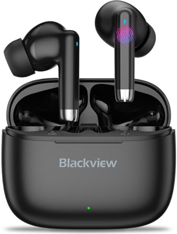 Blackview AirBuds 4, écouteurs Bluetooth 5.3 Intra-Auriculaires dotés de stéréo HiFi, 4 écouteurs sans Fil avec Micro ENC à Annulation de Bruit, 36H d'autonomie de Lecture, IPX7 étanche, pour iPhone