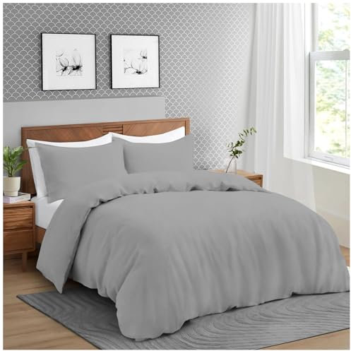 GC GAVENO CAVAILIA Microfiber Duvet Covers Double (200x200 cm) - Breathable Comforter Cover & Pillow cases - Super Soft Anti Allergic Bedding Quilt Cover - Grey