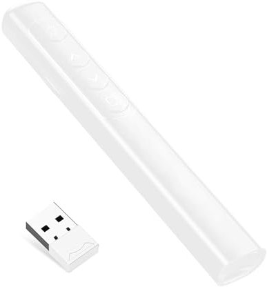 Neoreser Presentador Inalámbrico, Control Remoto Ordenador Puntero, Puntero Laser Presentaciones con Receptor USB, para Presentación, Enseñanza, Oficina, Conferencias, etc(Blanco)