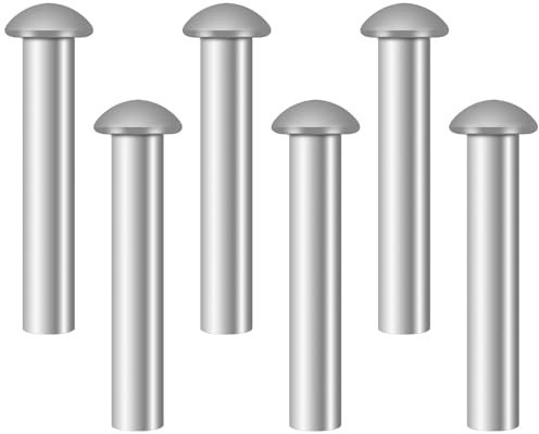 6 Pieces 50 x 6 mm Round Head Aluminum Rivets,Head Solid Rivets,Silver Round Heads Hammer Type Aluminum Rivet,for Repair Garden Tools,Shovels,Rakes,Forks,Household and Industrial Use Tool.