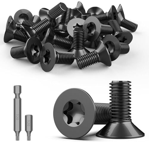 TXXATX 30 viti a testa svasata M5 in acciaio inox A2 V2A, a testa svasata Torx, M5 x 12 mm, colore nero, viti per mobili, in acciaio inox, viti a testa piatta con punta T25 Torx