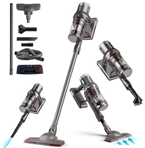 CYTBEK Aspirateur Balai sans Fil, 3 Vitesses Puissant balais électriques 12kpa, Balai Aspirateur Autonomie de 40 Min pour Tapis, Sols Durs, Poils d'animaux