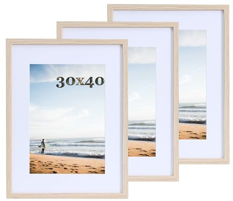 LYYYYX Bildram 30 x 40 cm träram med passepartout MDF-ramar i set om 3, fotoram för certifikat, foton, affischer, pussel