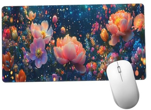Flor Alfombrilla Ratón 1400x600x3mm Alfombrilla Raton XXL Grande con Base de Goma Antideslizante, Lavable, Accesorios Gaming Planta, Ordenador Gamer Regalos, Mouse Pad Gaming Mejora La Velocida Y1308