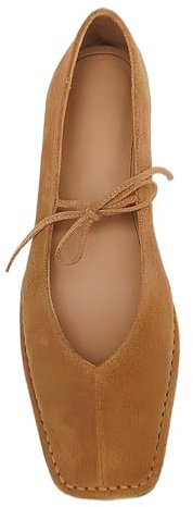 Square Toe Ballet Flats for Women Bow Strap Mary Jane Flats Lace Up Comfortable Ballerina Shoes