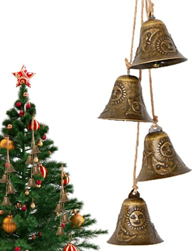 Campane di Natale per Porta | Decorazioni Natalizie Retro | Ornamenti A Campana In Metallo - Per Feste Invernali Da Interno Ed Esterno Per Fattoria Matrimonio Casa E Albero