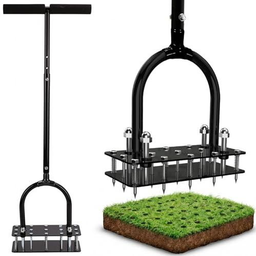 Xyxu Aeratore per prato – Scarificatore manuale per prato e aeratore da giardino per prati, aeratori per erba e design a ragno, con telaio rinforzato, accessori da giardinaggio, migliora il flusso