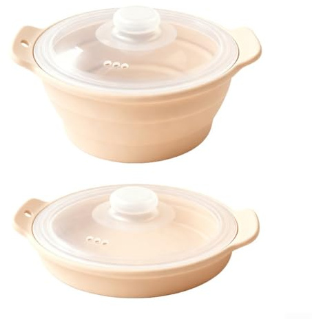 Hosrivae Panier vapeur en silicone de qualité alimentaire, résistant à la chaleur jusqu'à 260 °C, passe au lave-vaisselle et compact pour les petites cuisines, 22 x 12 x 14 cm (beige)
