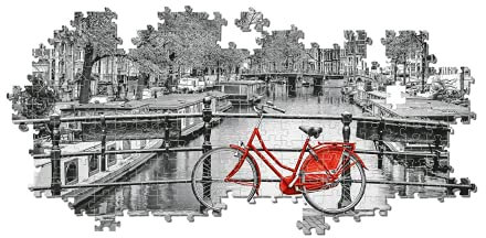 Clementoni 39440 Panorama Amsterdam Fahrrad – Puzzle 1000 Teile ab 9 Jahren, Erwachsenenpuzzle mit Panoramabild, Geschicklichkeitsspiel für die ganze Familie, ideal als Wandbild