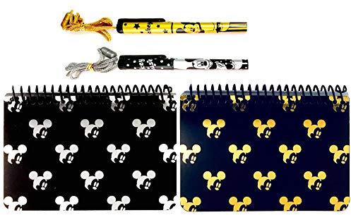 Disney Mickey Mouse Spiral Autograph Books - 2 Books Set with 2 Necklace PENS (SMALLHEAD with PENS)