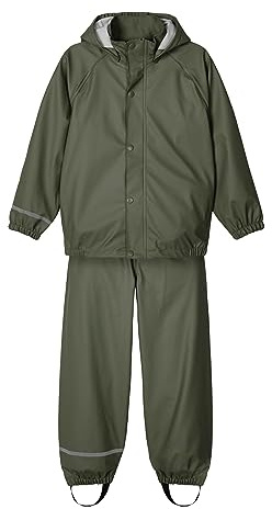 NAME IT Nkndry Rain Set Noos Traje de lluvia Unisex niños, Verde (Thyme), 116