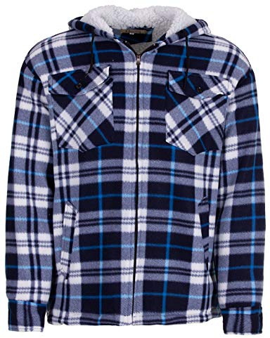 Termisk skjorta för män, arbetsjacka, skogsarbetare, termojacka, huva, huva, storlek M – 3XL, blå, L