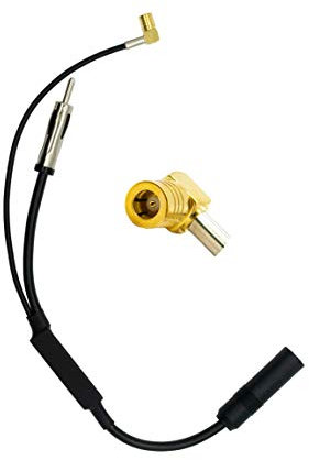 Vecys Divisor Universal Dab para Automóvil Adaptador Enchufe SMB a DIN Amplificador Radio FM/Am 12V Activo Am FM Divisor Antena Dab Divisor Señal Cable RG174 Compatible con Antena Automóvil Dab +