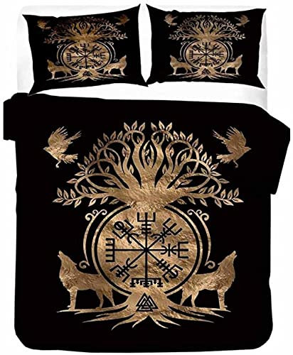 LUYAPOND Bettwäsche 135x200 Wikingerwolftotem Bettbezug Set 2 Teilig, Weich Microfaser Bettdeckenbezug mit Reißverschluss und 1 Kopfkissenbezug 80x80 cm