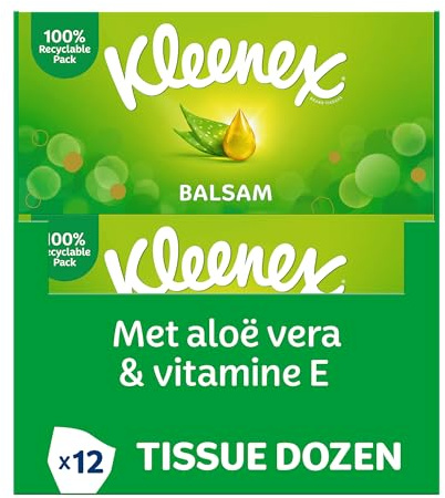 Kleenex Lot de 12 mouchoirs en baume - 768 mouchoirs - 12 x 64 pièces - Pack économique - Avec baume de calendula - Prévient les nez rouges