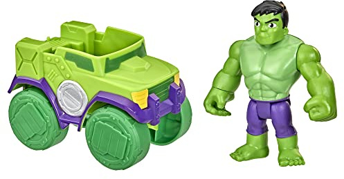 Play-Doh Hasbro Marvel Spidey and His Amazing Friends Hulk Actionfigur und Smash Truck Fahrzeug, Vorschulspielzeug für Kinder ab 3 Jahren, Mehrfarbig (F3989)