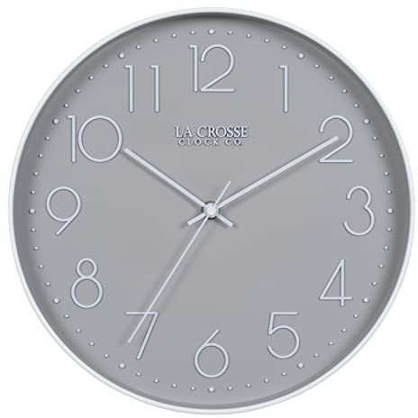 La Crosse Technology 12-Inch Everly Silent Analog Gray Quartz Wall Clock - 404-3831-INT
