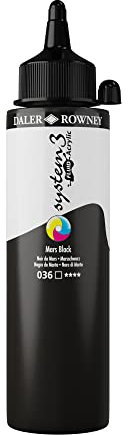 Daler-Rowney System3 Acrylic Paint, Plastic Bottle, Fluid, 8.45oz - 250 ml, Mars Black