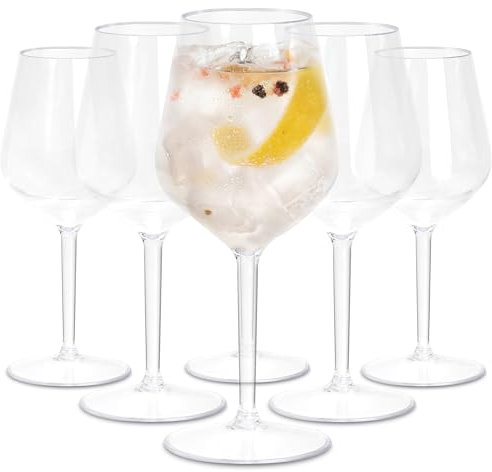 TUNDRA ICE INTERNATIONAL - Juego de 6 Copas VINO, COCKTAIL 330 ml IRROMPIBLES, Tritan® (Plástico Duro), BPA-Free, Reutilizables y Lavables en Lavavajillas, Transparentes, para VINO TINTO y BLANCO
