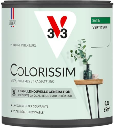 V33 Peinture multi-supports Colorissim® Vert d'eau satin 0,5L