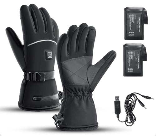 GOXAEEE Heated Gloves for Men and Women, Heated Gloves with 4000mAh Battery, 3 Heat Settings, Touchscreen Warming Gloves for Motorcycle, Skiing (with 4000mAh Battery)