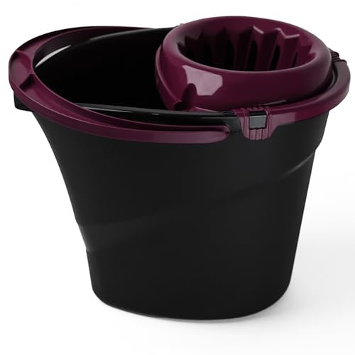 DIVCHI Plastic Mop Bucket 14 Litre – Large & Small Area Cleaning Floor Mop Bucket – Carry Handle, Lightweight & Portable, Durable Plastic (Purple)