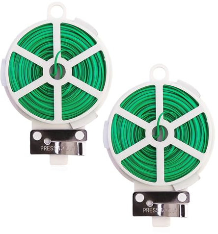 HJIAMA Jardín Planta Lazos 2 Piezas, 400m Alambre de Acero Integrado Alambre para Jardín, Equipado con Tijeras Alambre Plastificado, Adecuado para Plantas Ramificadas, Fijación Auxiliar