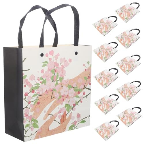 CANIGHT 10pièces Papier à Motif Floral Pour Bonbons à Souvenirs Avec Poignée Pour Anniversaires Fêtes Et Événements Spéciaux