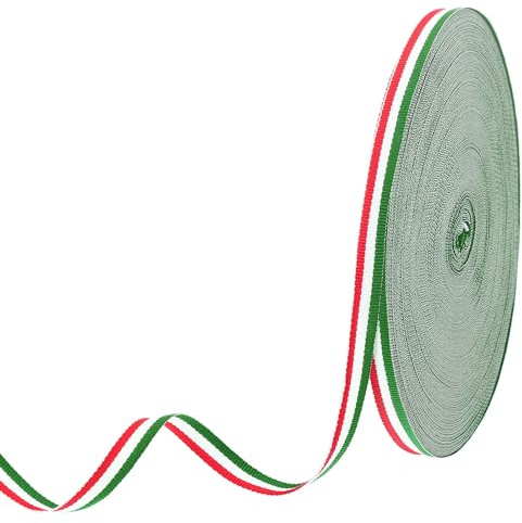 PATIKIL 3/8 Rouge Blanc Vert Ruban Gros-Grain Rayé, 55 Yard Ruban en Tissu Polyester à Rayures Double Face pour Emballage Cadeau, Fabrication de Nœuds, Vêtements, Décorations de Noël