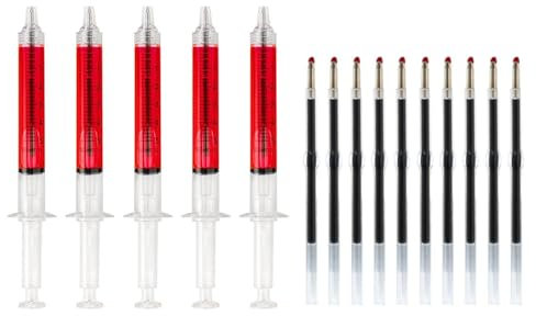 5 Bolígrafos Con Forma De Jeringa Y 10 Recambios De Bolígrafo De Repuesto, Bolígrafos Creativos, Papelería Para Estudiantes, Papelería Novedosa