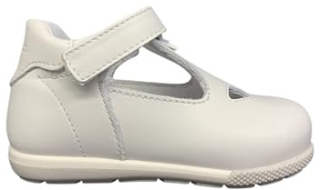 Sandalo Primi Passi Bambino in Pelle, Chiusura a Strappo, Plantare Anatomico, Made in Italy. Numeri dal 19 al 26 (Bianco, Sistema Taglie Calzature EU, Bimbo (0-5 Anni), Numero, Media, 22)