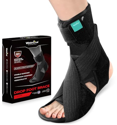 Welnove AFO Foot Drop Brace – Adjustable Lightweight Ankle Support Keeps Foot at 90° Dorsiflexion – Relieves Drop Foot, Achilles Tendonitis, Ankle Sprain