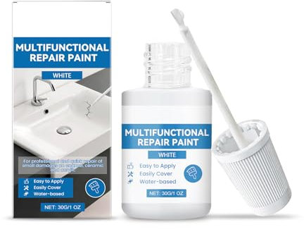 SHOPPGO Pintura Bañera Esmalte, 2 En 1 Pintura para Bañera Blanca+Pasta Cerámica, pintura Plato Ducha para Pequeños Daños y Rayones En Baño y Cocina, 30ml+30ml