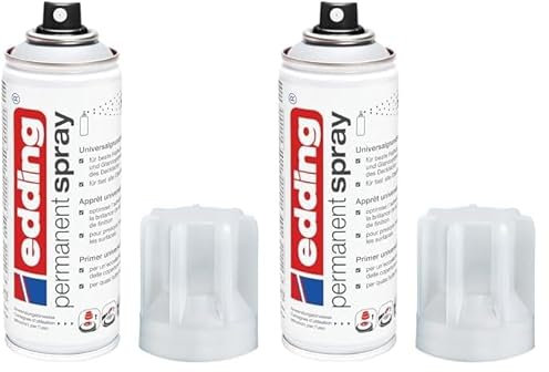 edding 5200 Permanent Spray Universalgrundierung - 200 ml - Grundierung zur Vorbereitung von lackierfähigen Oberflächen wie Glas, Metall, Holz, Keramik, Leinwand (Packung mit 2)