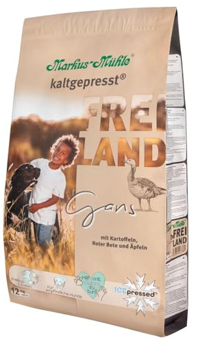 Markus-kvarn friland – utomhusingredienser – för känsliga hundar – 100 % kallpressad – premium hundtorrfoder (12 kg, gås)