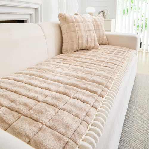 GKXLH New Thick Non-slip Sofa Cover 2 3 4 Seater (Light Coffee, 70x150cm) | Soft Milk Fleece Sofa Slipcovers, Universal Sofa Covers Washable, Dog Pet Couch Covers Furniture Protector for Living Room
