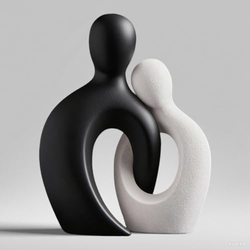 Eachave Scultura Coppia 2 Pezzi – Statue Nero e Bianco – Sculture Moderne Decorazione Casa Romantica, Accessori Decorativi per Soggiorno, Camera e Ufficio