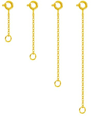 Tongyixin Lot de 4 doré épais rallonges de chaîne en argent, fil d'argent 925, pour bijoux, cadeau pour mère, fille, 3, 5, 7,5, 10 cm, S, argent, or blanc
