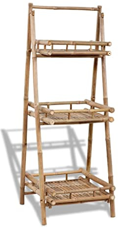 Mokuyary Support pour plantes à 3 étages en bambou - Étagère à plantes pour intérieur et extérieur - Escalier décoratif pour terrasse, balcon, salon