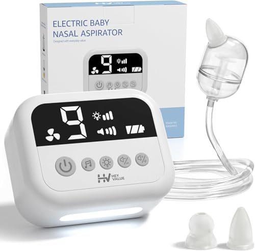 Aspirateur nasal Mouche-bébé électrique |9 forces d'aspiration Aspirateur à sécrétions nasales Aspirateur pour bébé rechargeable avec musique Mouche Bebe electrique