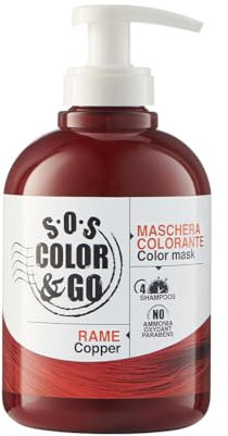 A ALAMA Professional Alama SOS Color&GO Maschera Colorante Non Permanente Rame per Capelli Naturali, Colorati e Con Mèches, Nutriente e Tonalizzante, Senza Ammoniaca, 300 ml