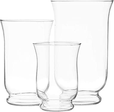 Royal Imports Hurricane Pillar Candle Holder, Clear Glass Flower Vase, Terrarium Planter, Decorative Centerpiece - Use for Floating Tealights, Wedding, Home Display, Holiday - 3 Pc Set, 6, 8 10